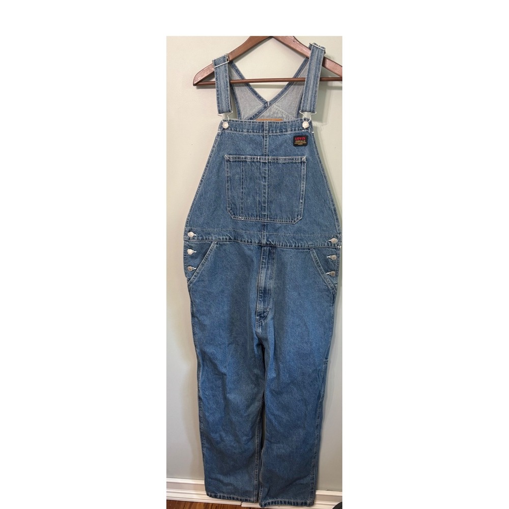 Levis Overalls Mens XL Blue Denim Bib Carpenter Straight Leg Medium Wash
